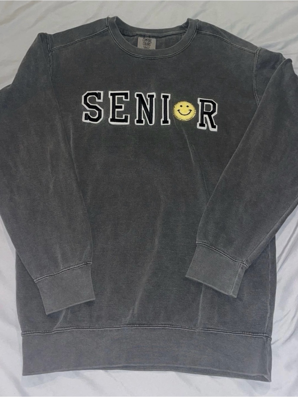 Senior Smiley Pullover Sweatshirt - Charcoal